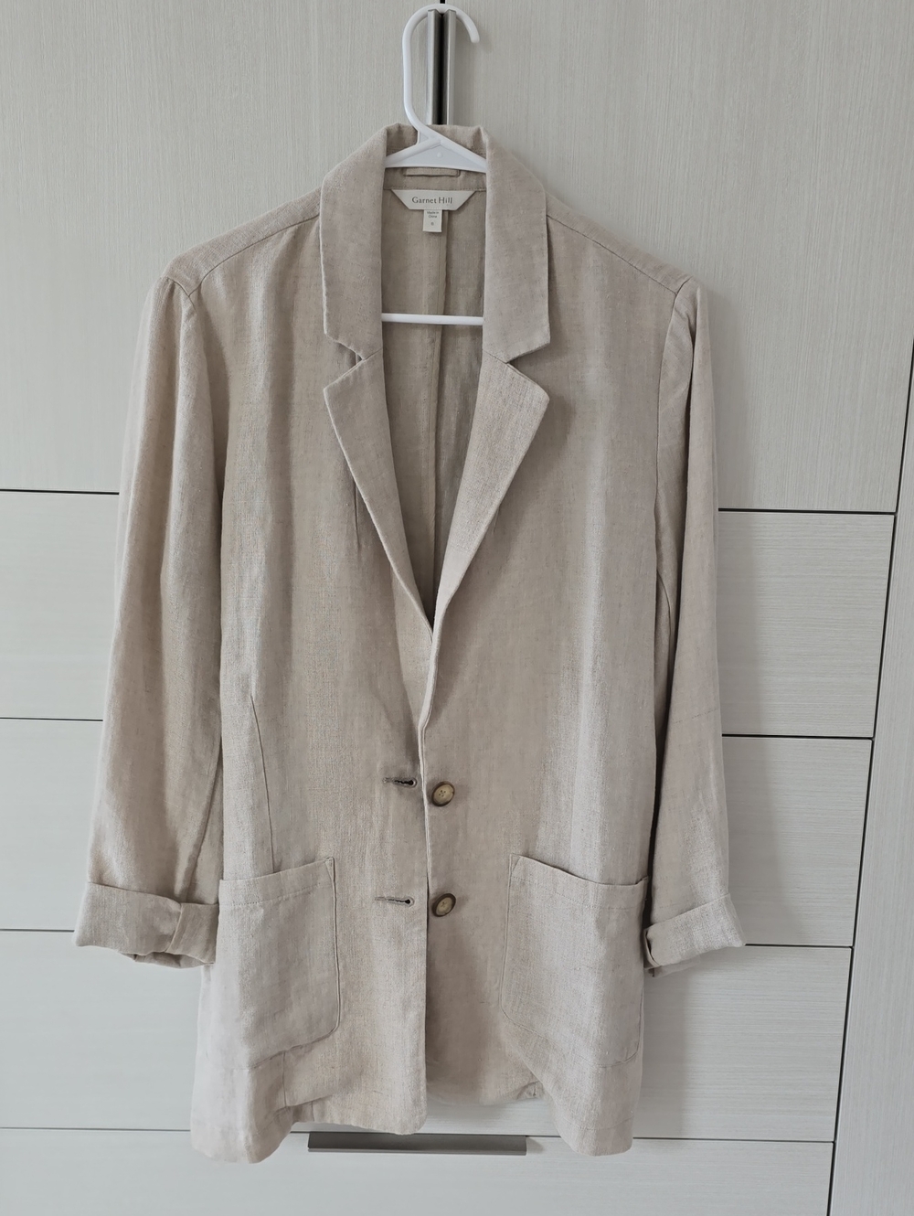 Garnet Hill Light Beige Linen-Blend Blazer